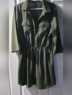 4/$67 Deal! BeBop Olive Green Mini Shirt Dress